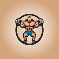 Logo body builder design illustration