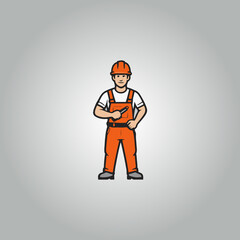 Logo construction worker flat illustration