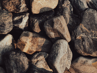 Close-up of brown rocks, strong natural surface   