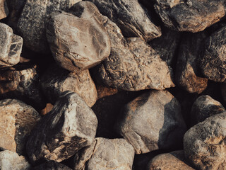 Close-up of brown rocks, strong natural surface   