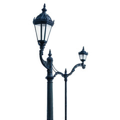 Fototapeta na wymiar old street lamp in the city transparent background