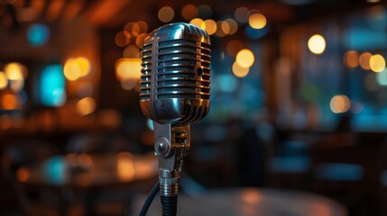 Professional broadcasting microphone in an isolated acoustic environment - obrazy, fototapety, plakaty
