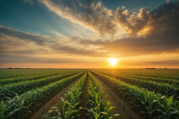 corn field with sunset background