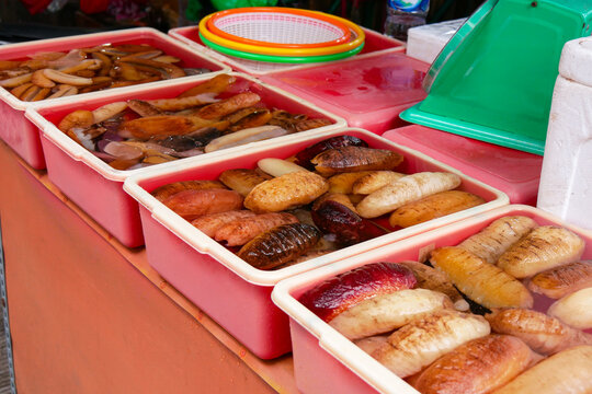 Sea cucumbers or Teripang in Petak Sembilan Market, Pantjoran, Chinatown Glodok, Jakarta, a rare delicacy of the Chinese New Year