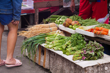 various vegetables at Petak Sembilan traditional market, glodok