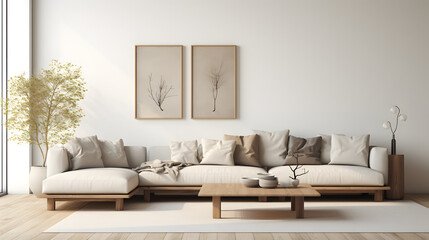 Minimalist contemporary Scandinavian living room interior