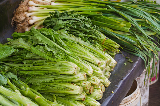 various vegetables at Petak Sembilan traditional market, glodok