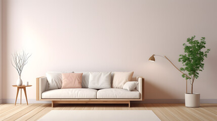 Minimalist modern living room interior background, Scandinavian style