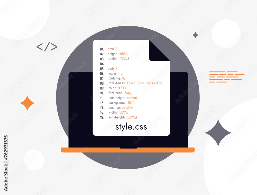 Poster CSS icon. Cascading Style Sheet vector, web design symbol, coding graphic, website development, stylesheet programming illustration isolated on white background