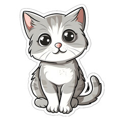 Fototapeta premium Cartoon cat sitting cute sticker | High Quality | Transparent PNG 
