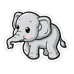 Cartoon elephant cute sticker | High Quality | Transparent PNG	