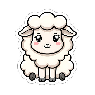 Cartoon sheep sitting cute sticker | High Quality | Transparent PNG	