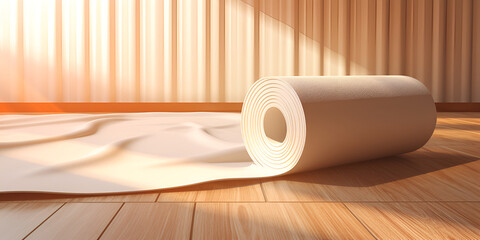 bath room accessories hygiene paper product of tissue roll placed on light table background
