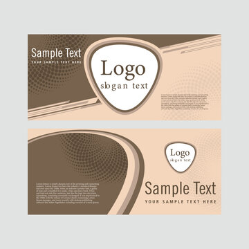 Flyer banner or web header template set. Vector illustration promotion design background. Brown color