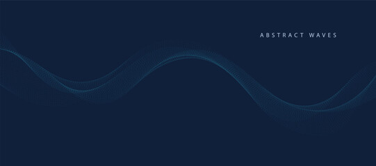 Blue background with flowing wave lines. Futuristic technology concept. Vector illustration	
