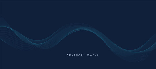 Blue background with flowing wave lines. Futuristic technology concept. Vector illustration	
