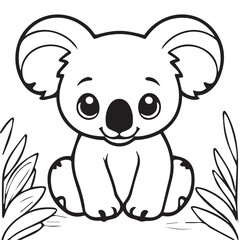  	Vector koalablack line illustration design