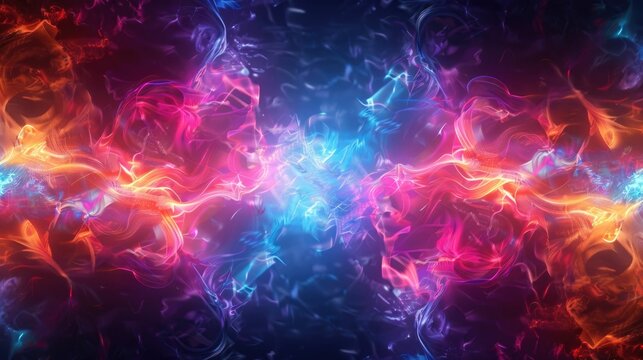 Abstract neon loops, high-energy dance, EDM festival spirit