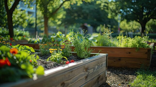 Community gardening initiative turning concrete urban space green, AI Generated.