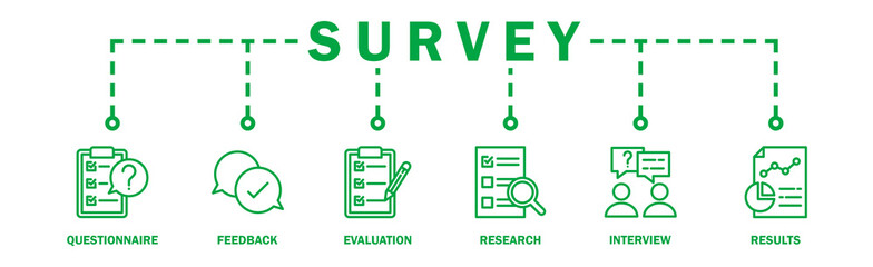 Survey banner web icon vector illustration concept for customer satisfaction questionnaire feedback...