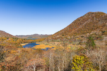 日本の風景・秋　上毛三山　紅葉の赤城山　鳥居峠からの眺望