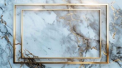 Marble background with gold frame. 3d rendering, 3d illustration.