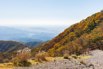 日本の風景・秋　上毛三山　紅葉の赤城山　鳥居峠からの眺望