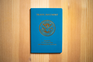 USA Re-entry Permit on wooden background