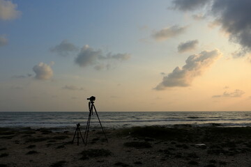 Camera on a tripod natural beauty