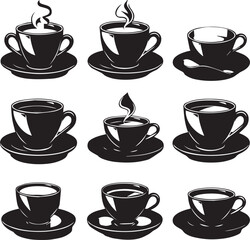 Obraz premium Set of Cup Plate Silhouette
