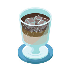 アイスカフェラテ_アイソメトリックのイラスト