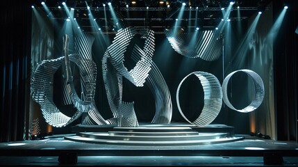 A stage design featuring dynamic kinetic sculptures  - obrazy, fototapety, plakaty