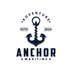 Marine ship vector anchor logo simple minimalist design anchor illustration simple marine symbol template