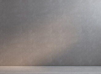 Interior design of empty loft style, gray wall and copy space, industrial design, sunlight shine through room wall, template, 3D rendering