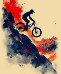 Man Riding Bike Down Mountain