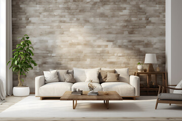 Stylish interior of living room, wall mockup