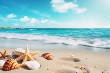 Fototapeta na wymiar seashell background on the shore