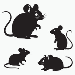 Beautiful mouse  , black silhouette outline