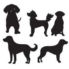 vector dogs set black silhouette design
