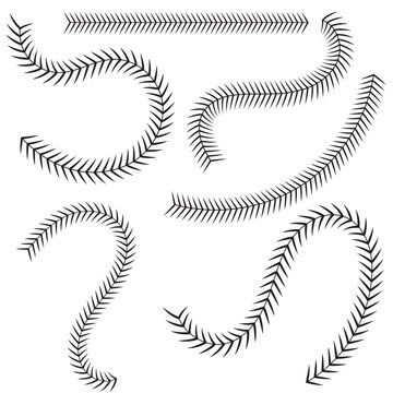 Baseball lace ball illustration isolated symbol set. Vector white background sport design. Vector illustration