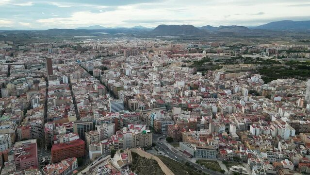 Aerial View of Alicante City and Buildings at Costa Blanca, Spain