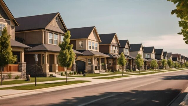 A row of residential houses in the suburbs,housing development