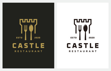 Castle Restaurant Cafe Elegant Logo design