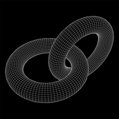 Abstract wireframe torus donuts. Vector technology background. Connection design template.