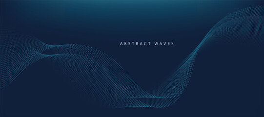 Blue background with flowing wave lines. Futuristic technology concept. Vector illustration	
