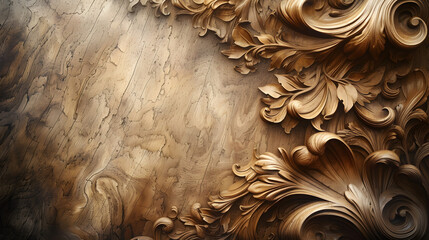 background where the wood grain naturally forms intricate patterns resembling flora and fauna