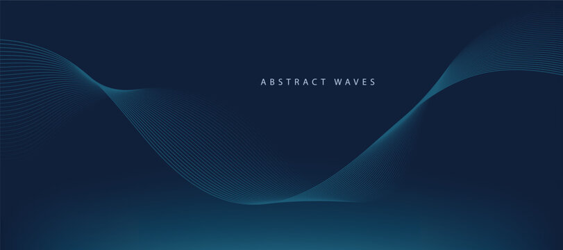 Blue background with flowing wave lines. Futuristic technology concept. Vector illustration	
