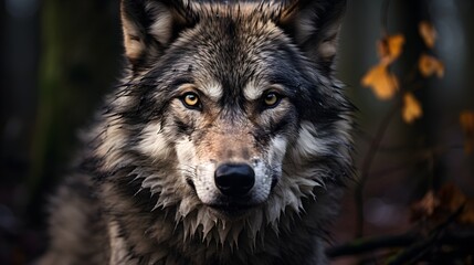 Naklejka na ściany i meble A grey wolf Canis lupus