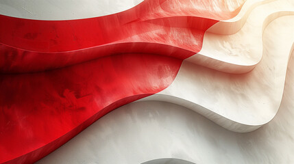 Clean, retro abstract red and white waves. Abstract wallpaper 