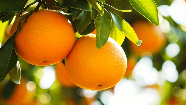 Close-up of orange fruits on tree branch